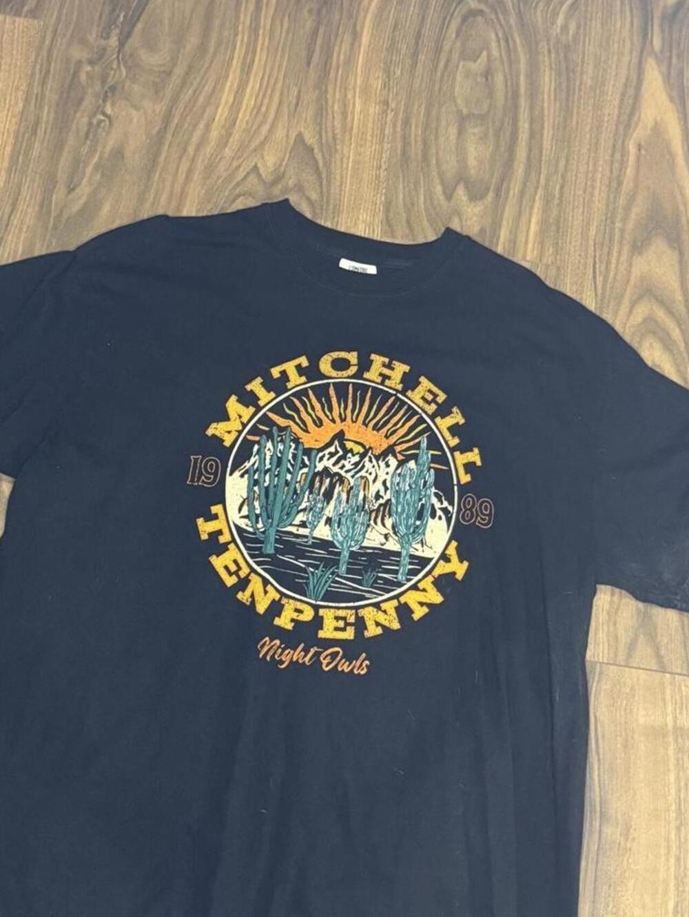 Mitchell Tenpenny Cactus Tee Night Owls 1989 T Shirt Men's XL Black Country
